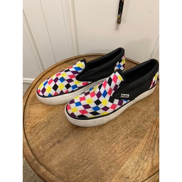 Mudd Women's Multicolor Checkered Slip-On Sneakers Size 8 Casual - Picture 1 of 7